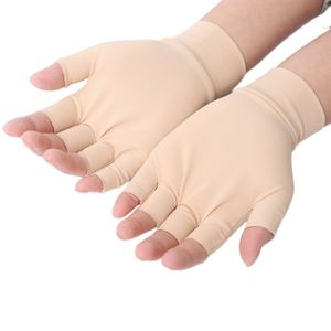 INF 1 Paar Kompressions-Halbfingerhandschuhe zur Linderung von Finger- und Handschmerzen Beige
