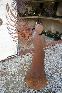 XXL Engel 3D Flügel 100cm Gartendekoration Rostiges Metall Edelrost