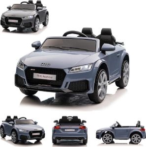 ES-Toys Kinder Elektroauto Audi TTRS, EVA-Reifen, Sicherheitsgurt, Fernbedienung graublau