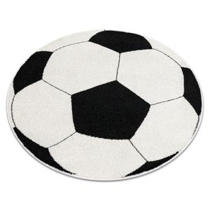 Teppich SILVER Kreis PIŁKA Fußball schwarz - weiß Schwarz rund 120 cm
