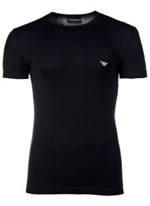 EMPORIO ARMANI Herren T-Shirt - Rundhals, Shirt, Halbarm, mit Logo Schwarz S