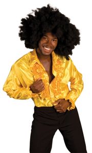 Karneval Herren Kostüm Rüschen Hemd gelb 70er Jahre Disco Größe XL