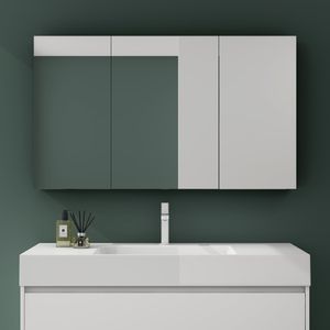 Mai & Mai® Spiegelschrank mit 2 Spielgeltüren Badezimmerschrank Hängeschrank Badezimmerspiegel BxTxH 120x15x70 cm Weiß matt Spiegelschrank-02