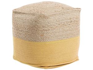 Pouf Gelb/Beige Jute/Baumwolle Quadrat Boho-Stil