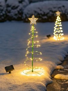 2x LED Weihnachtsbaum Dekoration Lichterketten Solar Außenlicht Urlaub Nachbildung Ornament warmlicht