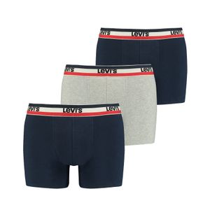 LEVI´S Herren Boxer-Shorts, 3er Pack - Sportswear Logo Boxer Brief, Baumwolle Stretch Marine/Grau L