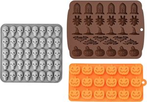 Halloween Silikonformen Set Mini Totenköpfe, Kürbisse, Halloween Charaktere für Gummibärchen 3er Set