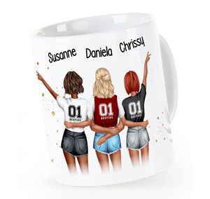 Tasse Beste Freundinnen 3 personalisiert Geschenk Freundschaft Frauen BFF Best Friends SpecialMe® weiß Keramik-Tasse