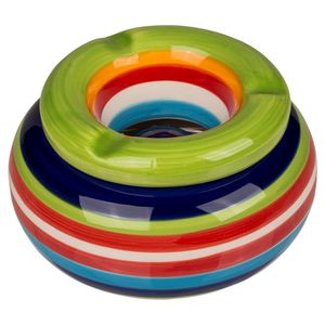 Bunter Aschenbecher Sturmaschenbecher Windaschenbecher Keramik »Stripes« 11·6cm Grün
