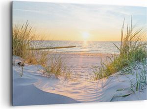 Bild auf Leinwand - Leinwandbild - Düne Strand Meer - 120x80cm - Wand Bild - Wanddeko - Wandbilder - Leinwanddruck - Bilder - Kunstdruck - Wanddekoration - Leinwand bilder - Wandkunst - AA120x80-3989