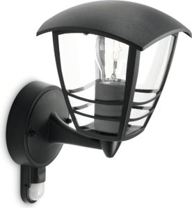 Philips myGarden Kinkiet Creek 60 W E27 bez żarówki, Oświetlenie zewnętrzne ścienne, Czarny, Metal, IP44, Ogród, Patio, I