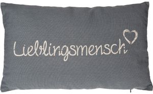 Out of the Blue 190237 - Deko Kissen Lieblingsmensch grau, ca. 30 x 50 cm, mit Reißverschluss, 100 Prozent Baumwolle, ca. 300 g Füllgewicht