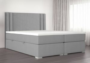 Boxspringbett RALI mit Bonell-Matratze und Topper , Bett mit 2 Bettkästen , Doppelbett , 140x200 cm ( Grau - Itaka 50 , Topper T25 )