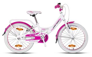 20 Zoll Fahrrad Kinder Mädchen Reflektoren V- Bremse +Rücktrittbremse Kinder ab 7 Jahren  Weiss-Pink Neu -081