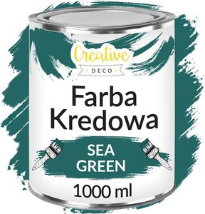 Creative Deco Farba Kredowa 1000 ml | Matowa i Zmywalna | Zielony Morski | Idealna do renowacji mebli, decoupage’u i dekoracji