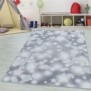 Teppium Kinderteppich, Kinderzimmerteppich, Sterne Punkte, Rechteckig GRAU, Farbe:GRAU,120 cm x 170 cm
