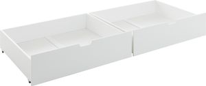 Bettschubkasten >Moritz<  (2er-Set) in Kiefer Weiß aus Massivholz - 97,2x19,8x75cm (BxHxT)
