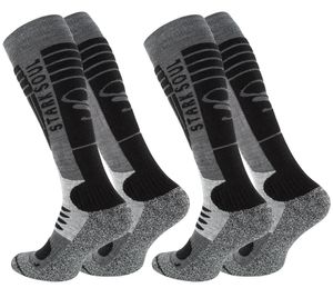 Stark Soul® Ski & Snowboard Socken 2 Paar, mit Spezialpolsterung 39-42 Grau-Schwarz