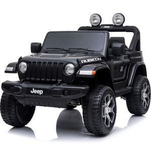 Actionbikes Motors Kinder Elektro Auto Jeep Wrangler Rubicon | 12V 7 Ah - Elektroauto mit Fernbedienung - Alle Audiofunktionen - Ab 3 Jahre (Schwarz)