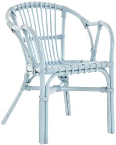 KRINES HOME Moderner Flecht-Sessel im skandinavischem Stil Korb-Stuhl aus echtem Rattan (Himmelblau)