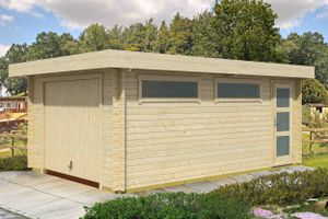 Lasita Maja Gartenhaus / Gerätehaus / Garage Canberra Set Mit Schwingtor Schwedenrot, Farbe:schwedenrot, Dachform:Pultdach