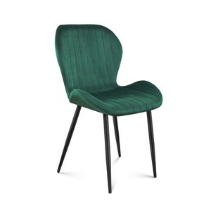 Prince 2.0 | Küchenstuhl Wohnzimmerstuhl Polsterstuhl Design Stühle | 1 Stück | Sessel mit Rückenlehne | Sitzfläche aus Samt | Metallbeine | Grün