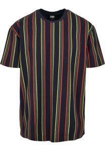 Pánské tričko Urban Classics Printed Oversized Retro Stripe Tee midnightnavy/burnedred - 5XL