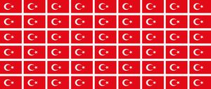 Mini Aufkleber Set - Pack glatt - 20x12mm - selbstklebender Sticker - Türkei - Flagge / Banner / Standarte fürs Auto, Büro, zu Hause und die Schule - 54 Stück