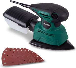 VONROC Deltaschleifer elektrisch, Dreieckschleifer, Multischleifer - Schleifgerät, Handschleifer mit Staubbehälter elektisch 1300W - Ideal für Holz, Kunststoff, Metall - inkl. 12 Schleifpapier