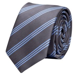 Schlips Krawatte Krawatten Binder 6cm grau hellblau gestreift Fabio Farini