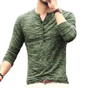 Hochwertiges Herren-Stretch-Langarm-T-Shirt Mit Offener Knopfleiste Und Knopfleiste,Farbe: Grün,Größe:XXL