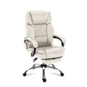 MARK ADLER Boss 6.0 | Bürostuhl Massagesessel Ergonomischer Chefsessel | Massagefunktion | Fußstütze | Wärmefunktion | Drehbar | Kunstleder | Beige