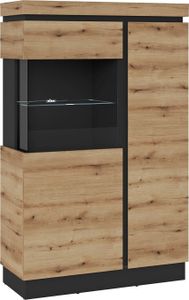 CORTE CORV01L Vitrine 2Türen Kosmos grau/ Evoke Eiche  von Wojcik