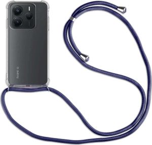 Handykett für Xiaomi Redmi Note 14 4G Hülle mit Kordel Handyhülle mit Band in Blau Handykett für Xiaomi Redmi Note 14 4G Hülle mit Kordel Handyhülle mit Band in Blau