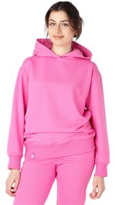Kapuzenpullover lang Damen Hoodie Sportanzug Oberteil Pullover BLV210, Farbe:Rosa, Größe:M
