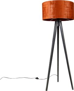 QAZQA - Modern Stehlampe Stativ schwarz mit Schirm rot 50 cm - Tripod I Dreifuß Lampe I Dreifuss Classic I Wohnzimmer I Schlafzimmer - Holz Rund - LED geeignet E27 QAZQA - Modern Stehlampe Stativ schwarz mit Schirm rot 50 cm - Tripod I Dreifuß Lampe I Dreifuss Classic I Wohnzimmer I Schlafzimmer - Holz Rund - LED geeignet E27