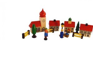 Dřevěná hračka Hračková vesnice v krabici Výška=14cm NOVINKA