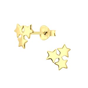 925 Silber Ohrstecker „drei Sterne“ Ohrringe gold