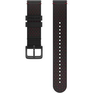 Armband der Uhr Polar Perforiertes Leder Schwarz-Rot M/L 20 mm