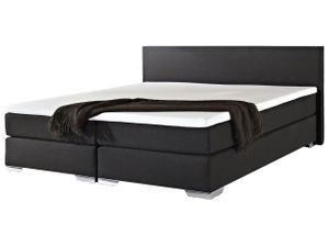 BELIANI Kontinentálna posteľ čierna čalúnená 180 x 200 cm s vreckovým pružinovým matracom moderná