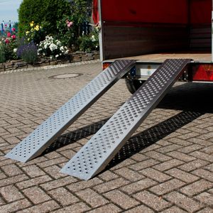 ECD Germany Auffahrrampe 2er Set, 149 cm, aus Aluminium, Antirutsch, bis 400kg, Reifenbreite bis 200mm, für Anhänger Motorrad ATV, Auffahrrampen Verladerampe Laderampe Verladeschiene Motorradrampe