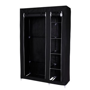 dibea Stoffschrank 175x110x45 cm (Kleiderschrank, Faltschrank), schwarz