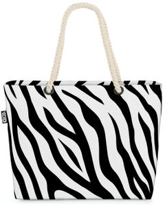 VOID Zebramuster gestreift Strandtasche Shopper 58x38x16cm 23L XXL Einkaufstasche Tasche Reisetasche Beach Bag