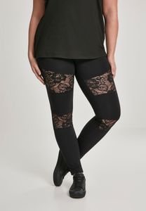 Urban Classics Ladies - Legginsy z wstawką z koronki czarne - S