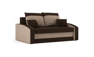 Sofa HEWLET 150 x 90 mit Schlaffunktion - Schlafsofa mit Bettkasten - Farben zur Auswahl - STOFF HAITI 5 + HAITI 3 Braun&Cappuccino