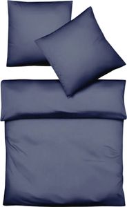 Fleuresse gewebte Flanell Uni Bettwäsche Lech marine 155x200 cm + 80x80 cm