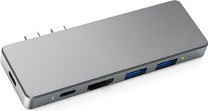 dodocool 7 in 2 Aluminiumlegierung USB-C Hub-Adapter mit 2 Thunderbolt 3-Anschluessen USB Typ-C PD-Anschluss USB-C Datenuebertragungsanschluss 4K Video HD-Ausgangsanschluss 2 USB 3.0-Anschluesse und SD/Micro SD-Kartenleser fuer MacBook Pro2016 / 2017 / 2018 / 2019 Dunkelgrau