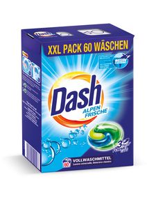 Dash® Alpen Frische 3 in 1 Caps Sparpack I 60 Waschladungen I Waschmittel-Caps für weiße Wäsche I Frische, Reinheit, Sauberkeit | 1,59 kg