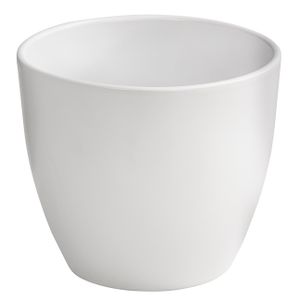 Dehner Übertopf Lina, Ø 22 cm, Höhe 19 cm, Keramik, weiß