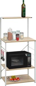 vidaXL Mikrowellenregal Weiß Eiche-Optik 60x39,6x123 cm Holzwerkstoff